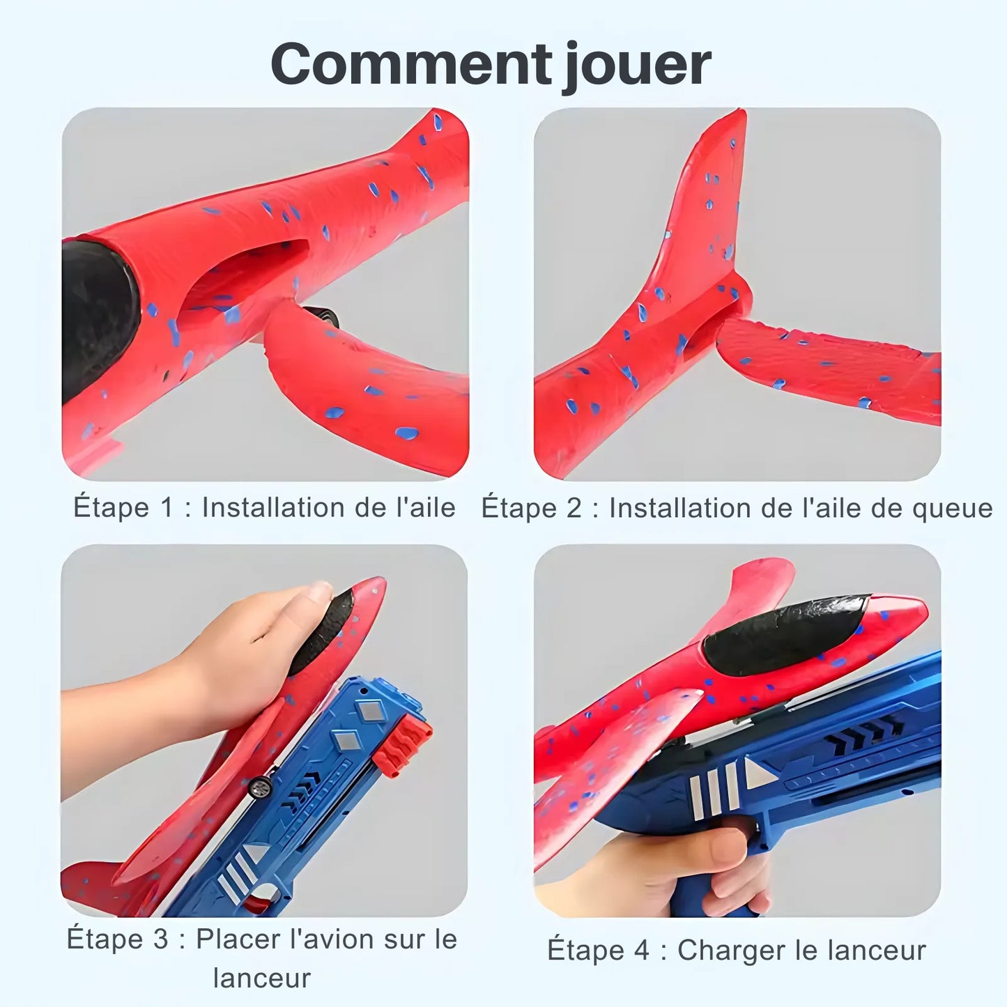 Lot de 3 Avions Lanceurs – Jouet Planeur en Mousse LED pour Enfants