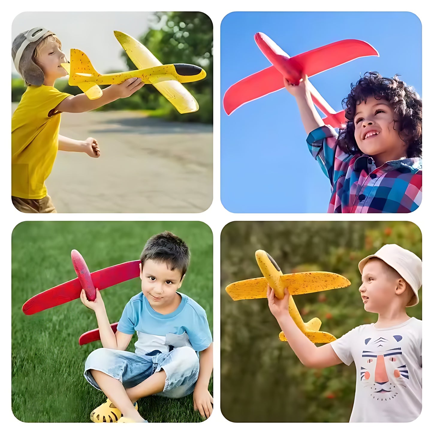 Lot de 3 Avions Lanceurs – Jouet Planeur en Mousse LED pour Enfants