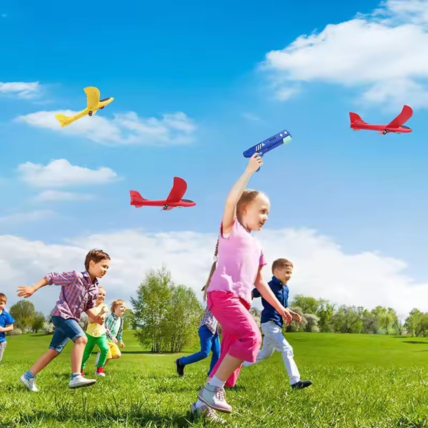 Lot de 3 Avions Lanceurs – Jouet Planeur en Mousse LED pour Enfants