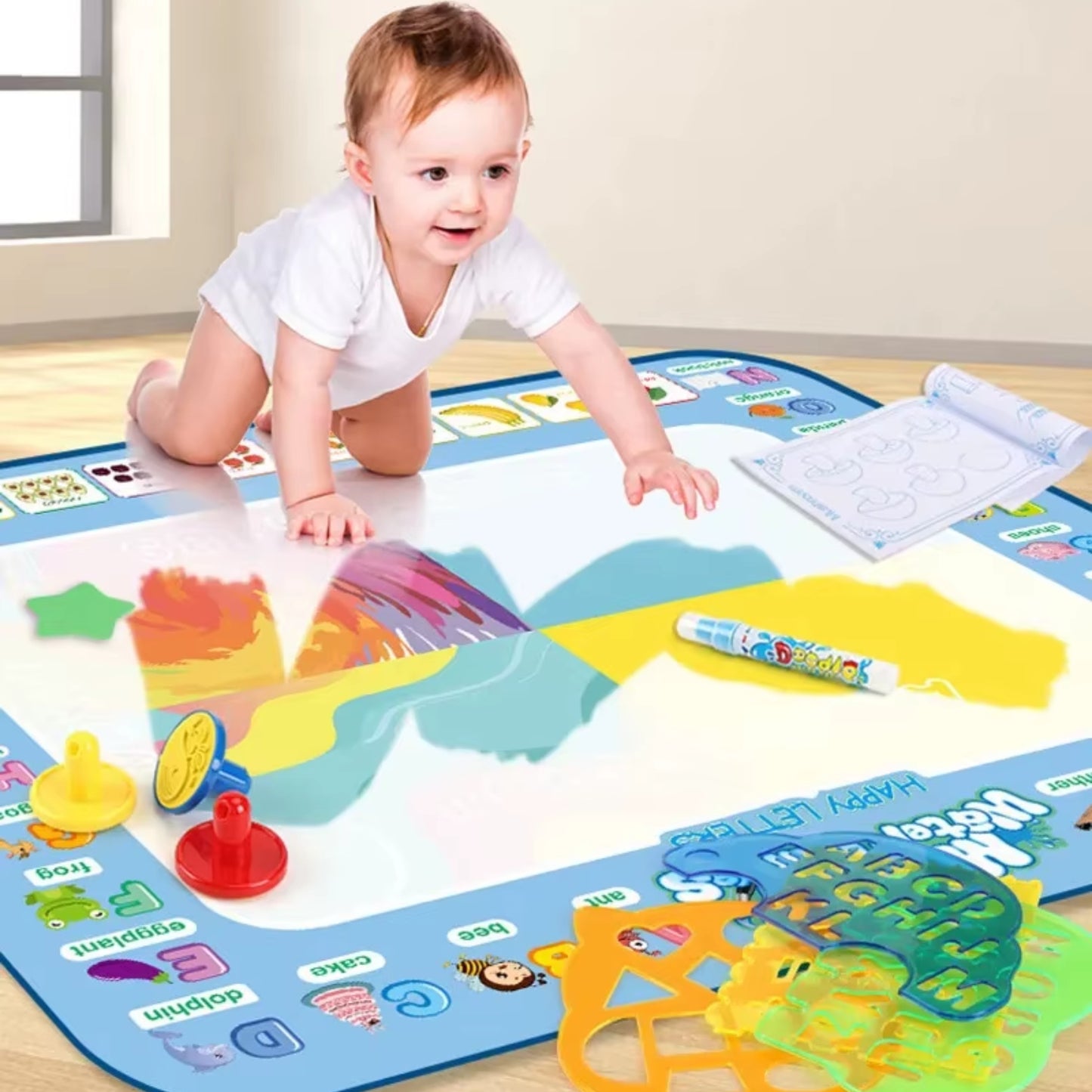 Tapis de Dessin Magique à Eau – Jouet Créatif Sans Désordre pour Enfants 2+ | Couverture Graffiti Réutilisable