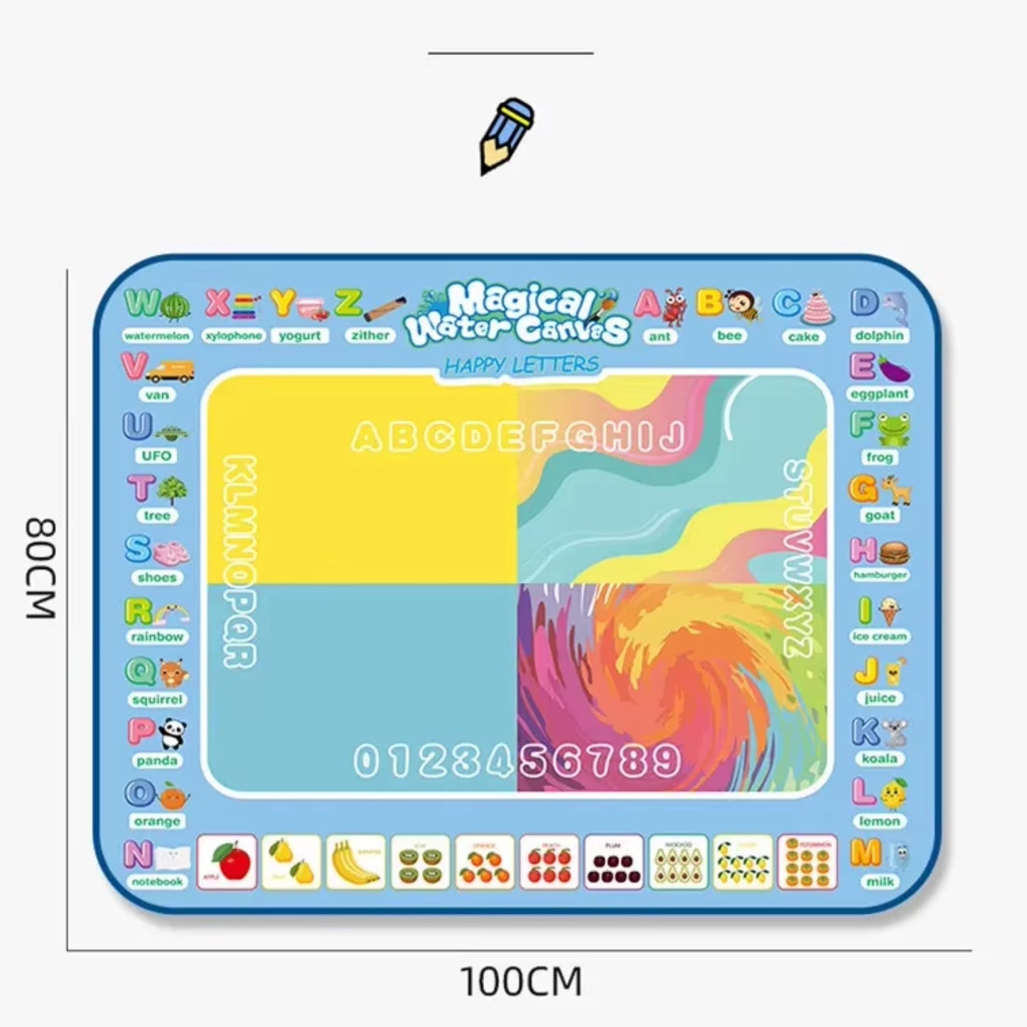 Tapis de Dessin Magique à Eau – Jouet Créatif Sans Désordre pour Enfants 2+ | Couverture Graffiti Réutilisable