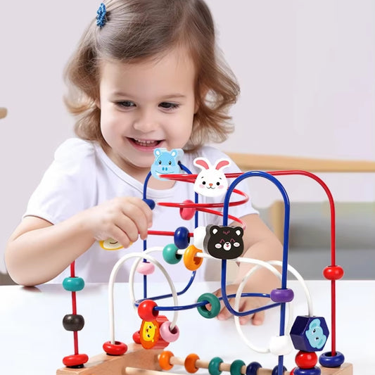 Labyrinthe de Perles en Bois Montessori – Jouet Éducatif pour Tout-Petits